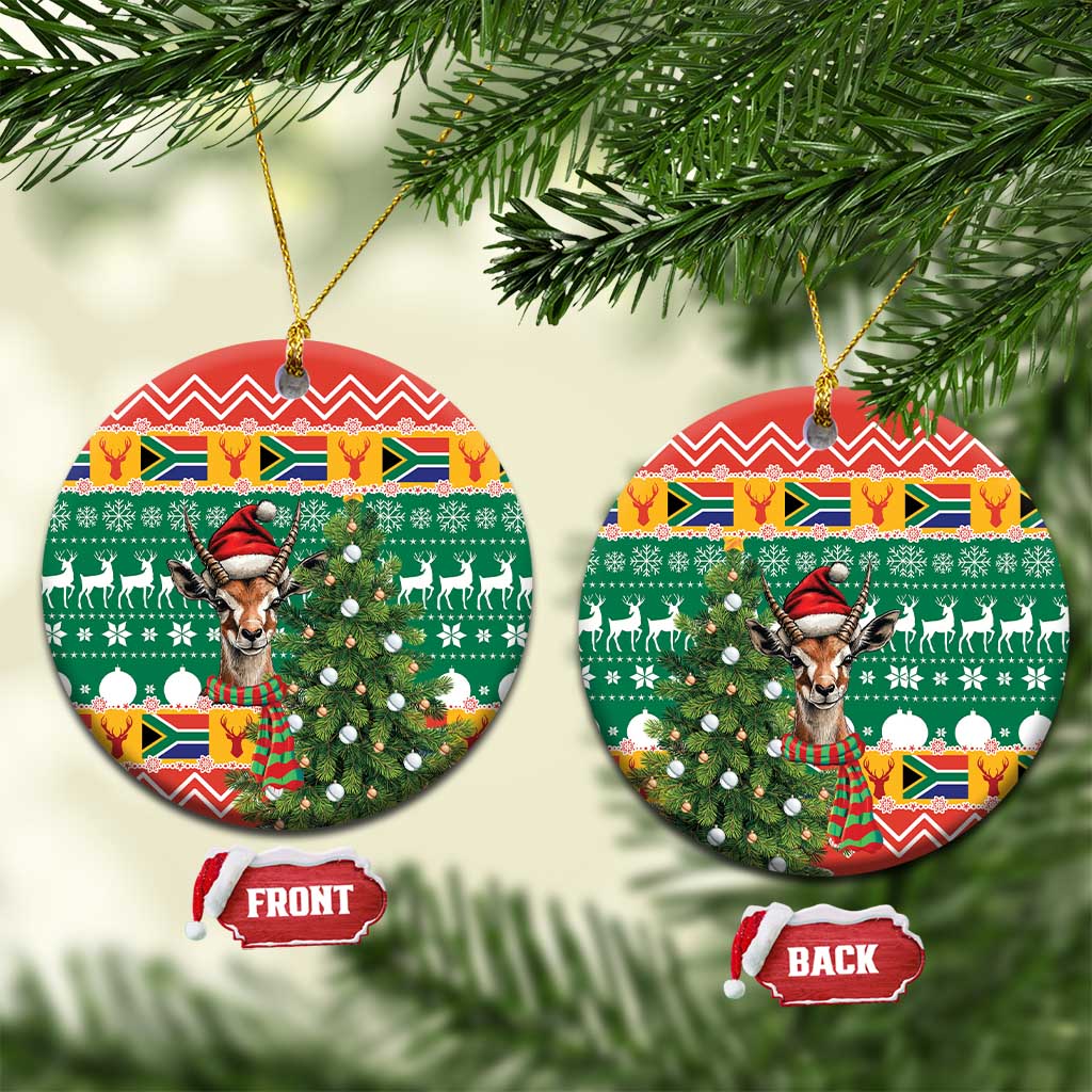 South Africa Christmas Ceramic Ornament Springbok With Christmas Tree - Wonder Print Shop