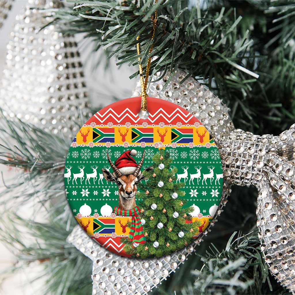South Africa Christmas Ceramic Ornament Springbok With Christmas Tree - Wonder Print Shop