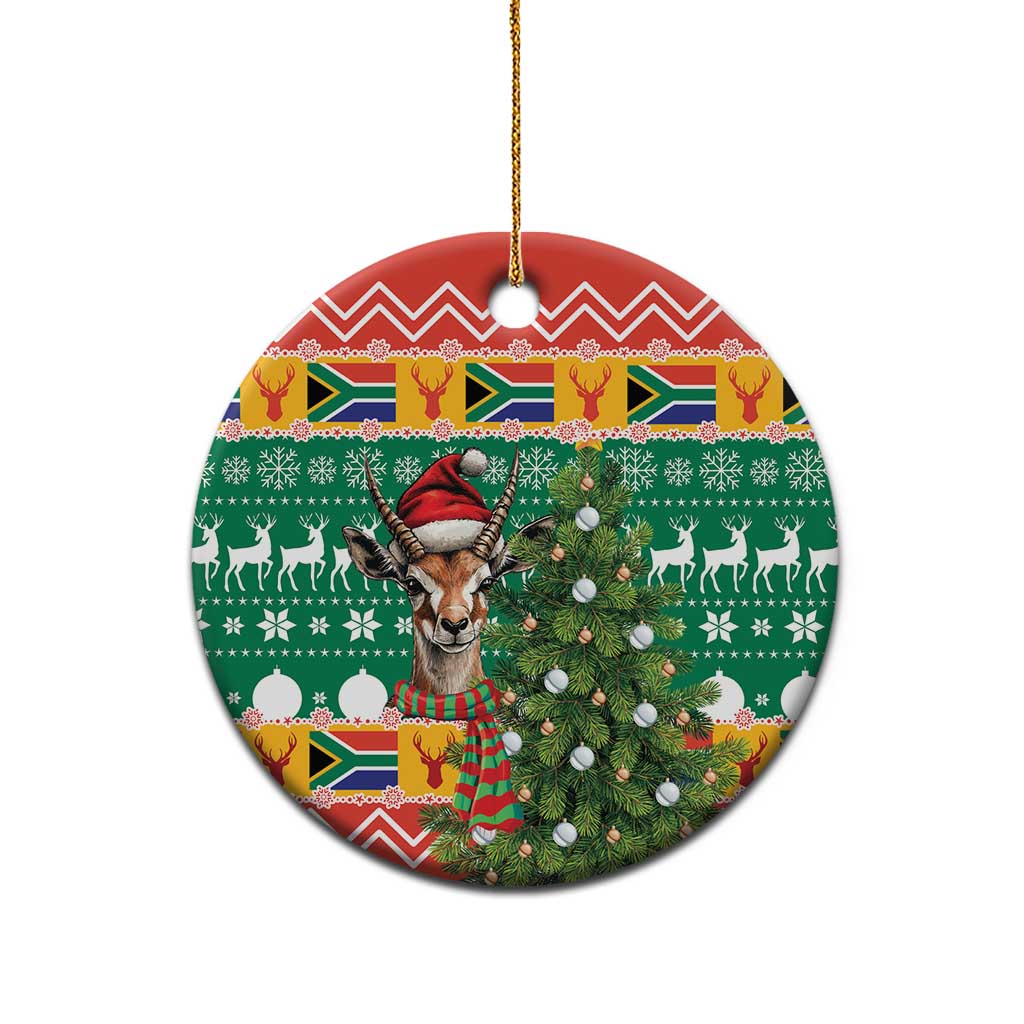 South Africa Christmas Ceramic Ornament Springbok With Christmas Tree - Wonder Print Shop