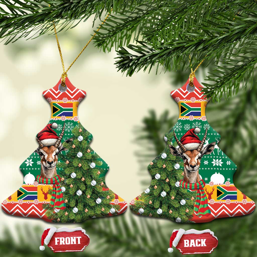South Africa Christmas Ceramic Ornament Springbok With Christmas Tree - Wonder Print Shop