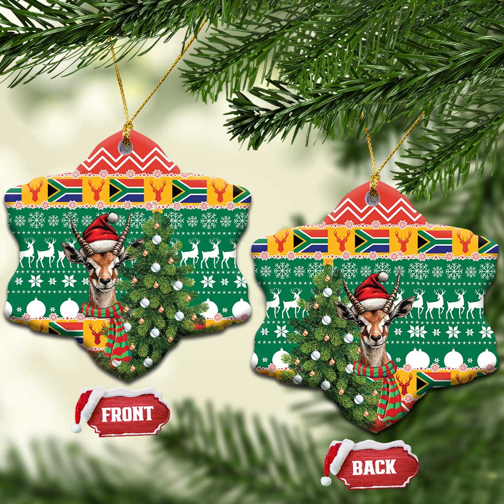 South Africa Christmas Ceramic Ornament Springbok With Christmas Tree - Wonder Print Shop
