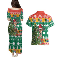 South Africa Christmas Couples Matching Puletasi and Hawaiian Shirt Springbok With Christmas Tree - Wonder Print Shop