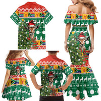 South Africa Christmas Family Matching Mermaid Dress and Hawaiian Shirt Springbok With Christmas Tree - Wonder Print Shop