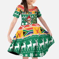 South Africa Christmas Family Matching Off The Shoulder Long Sleeve Dress and Hawaiian Shirt Springbok With Christmas Tree - Wonder Print Shop