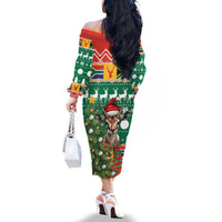 South Africa Christmas Family Matching Off The Shoulder Long Sleeve Dress and Hawaiian Shirt Springbok With Christmas Tree - Wonder Print Shop