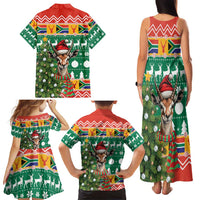 South Africa Christmas Family Matching Tank Maxi Dress and Hawaiian Shirt Springbok With Christmas Tree - Wonder Print Shop