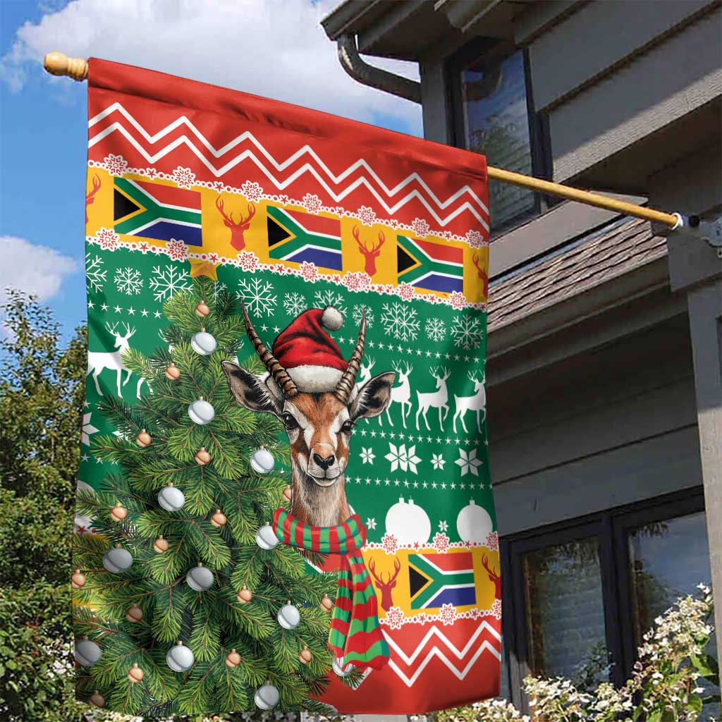South Africa Christmas Garden Flag Springbok With Christmas Tree - Wonder Print Shop