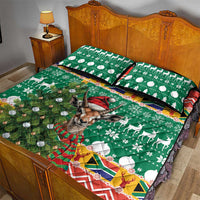 South Africa Christmas Quilt Bed Set Springbok With Christmas Tree - Wonder Print Shop