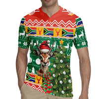 South Africa Christmas Rugby Jersey Springbok With Christmas Tree - Wonder Print Shop