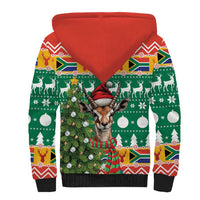 South Africa Christmas Sherpa Hoodie Springbok With Christmas Tree - Wonder Print Shop