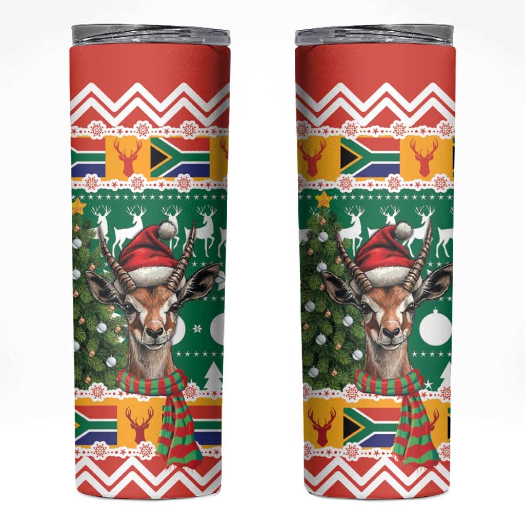South Africa Christmas Skinny Tumbler Springbok With Christmas Tree - Wonder Print Shop