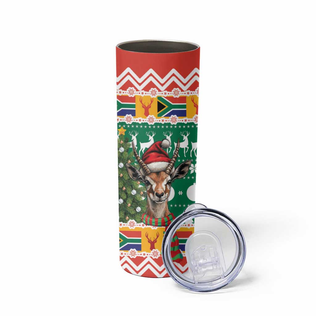 South Africa Christmas Skinny Tumbler Springbok With Christmas Tree - Wonder Print Shop