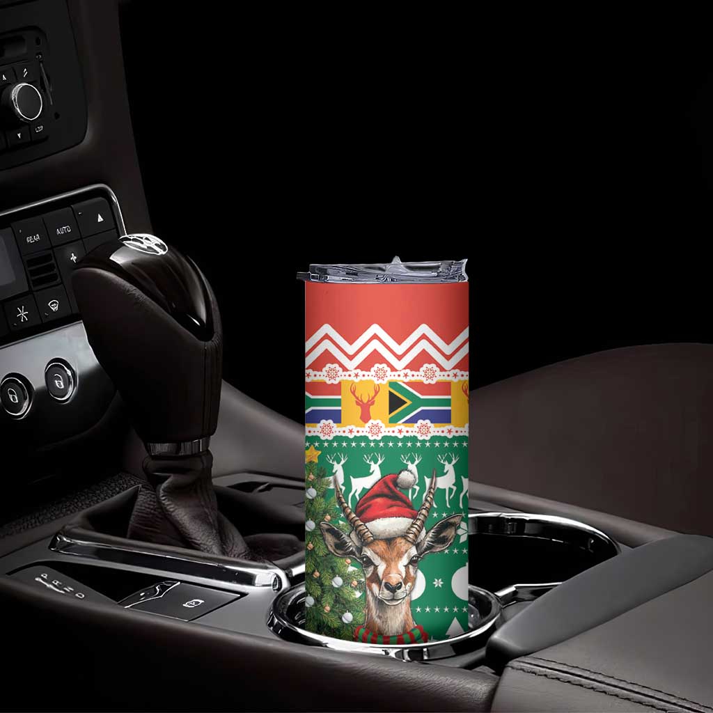 South Africa Christmas Skinny Tumbler Springbok With Christmas Tree - Wonder Print Shop