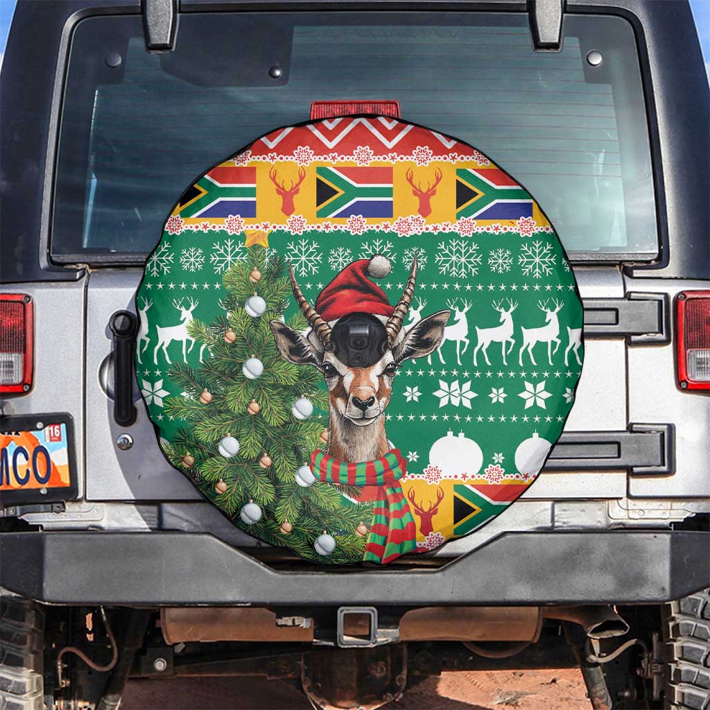 South Africa Christmas Spare Tire Cover Springbok With Christmas Tree - Wonder Print Shop