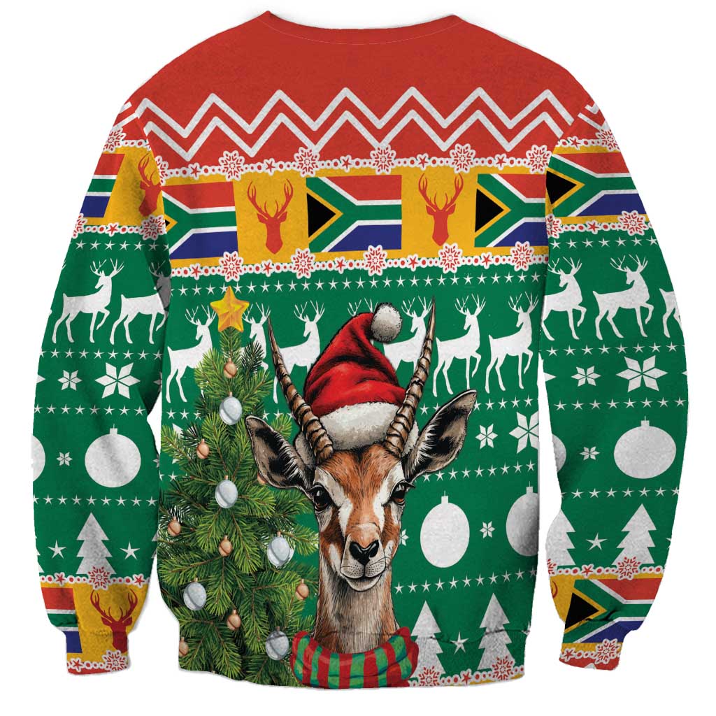 South Africa Christmas Sweatshirt Springbok With Christmas Tree - Wonder Print Shop