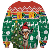 South Africa Christmas Sweatshirt Springbok With Christmas Tree - Wonder Print Shop