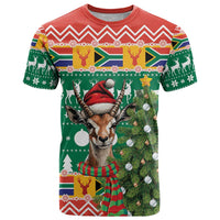 South Africa Christmas T Shirt Springbok With Christmas Tree - Wonder Print Shop