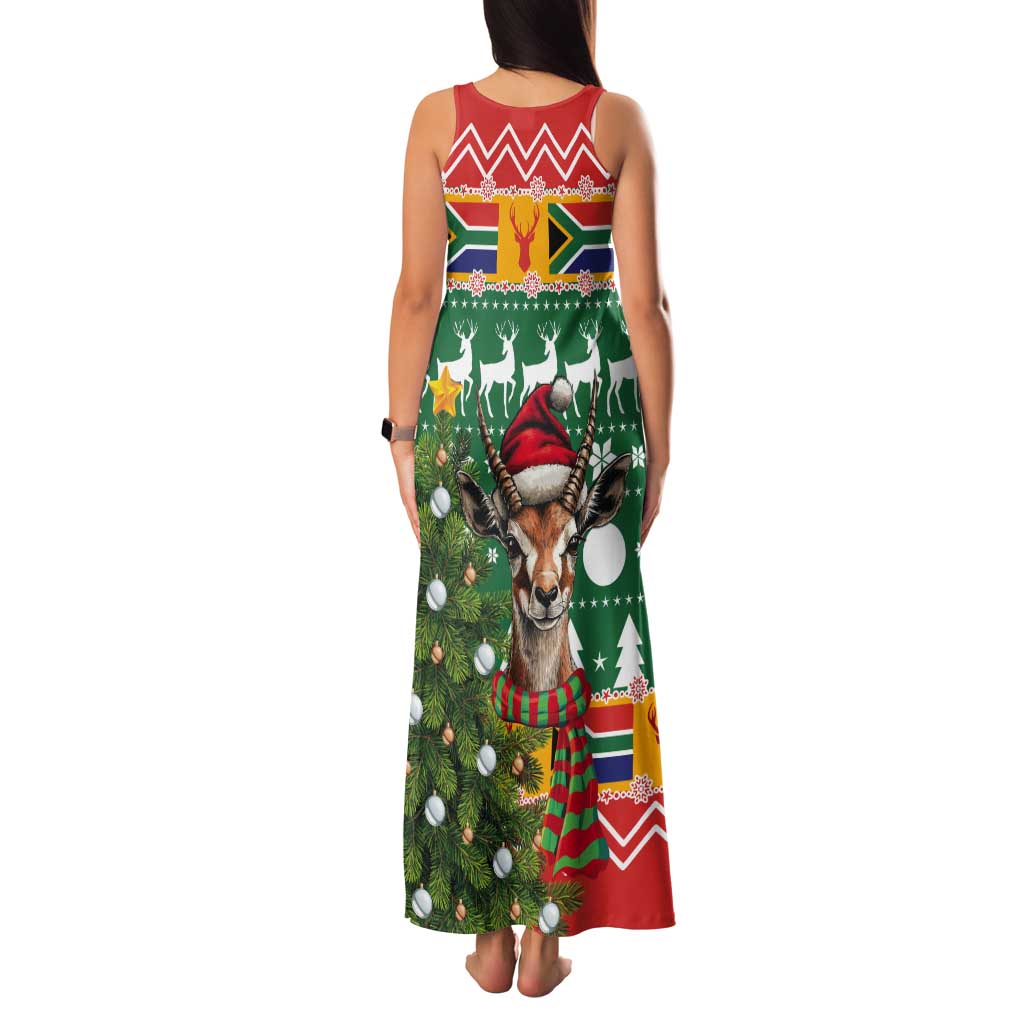 South Africa Christmas Tank Maxi Dress Springbok With Christmas Tree - Wonder Print Shop