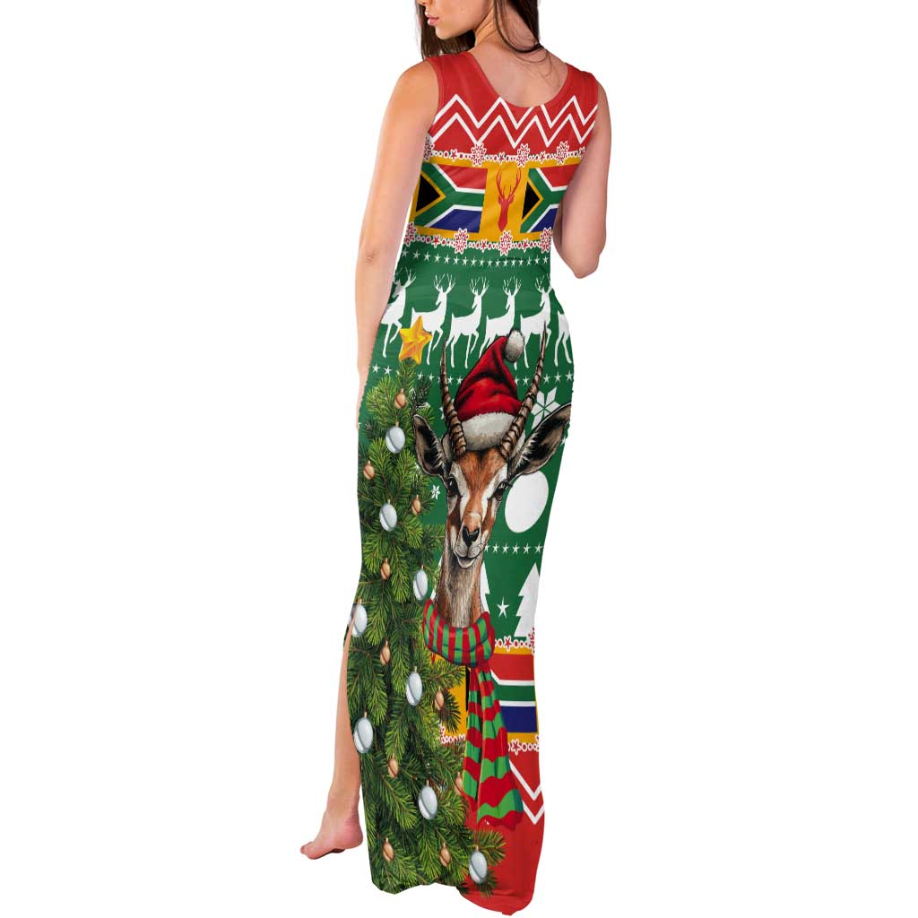 South Africa Christmas Tank Maxi Dress Springbok With Christmas Tree - Wonder Print Shop