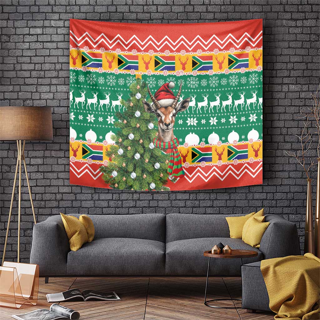South Africa Christmas Tapestry Springbok With Christmas Tree - Wonder Print Shop