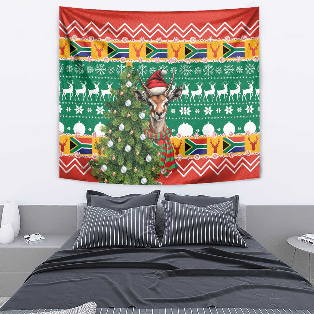 South Africa Christmas Tapestry Springbok With Christmas Tree - Wonder Print Shop