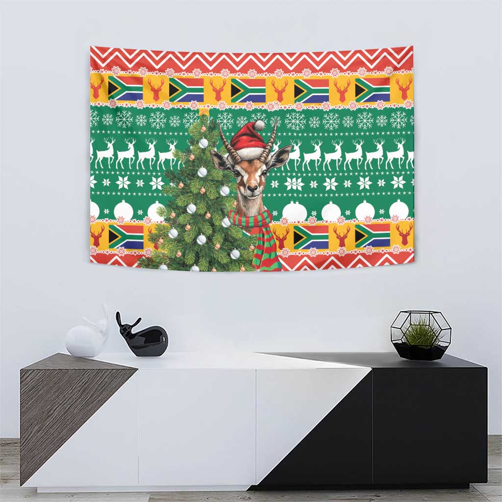 South Africa Christmas Tapestry Springbok With Christmas Tree - Wonder Print Shop