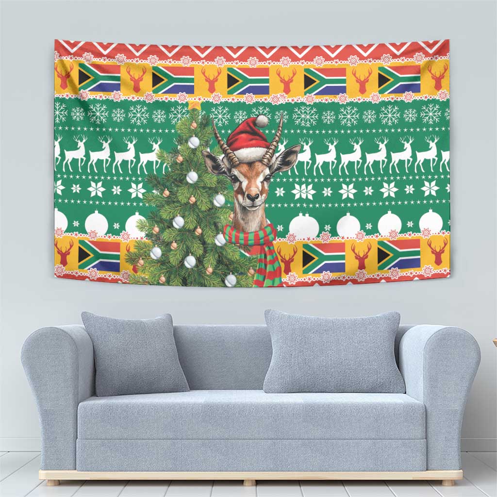 South Africa Christmas Tapestry Springbok With Christmas Tree - Wonder Print Shop
