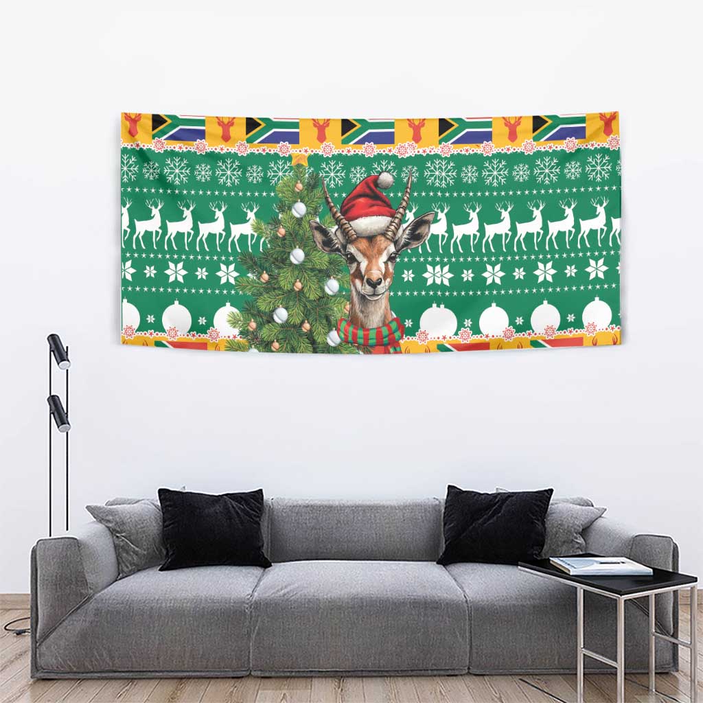 South Africa Christmas Tapestry Springbok With Christmas Tree - Wonder Print Shop