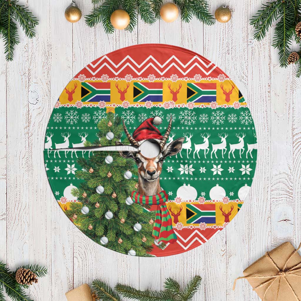 South Africa Christmas Tree Skirt Springbok With Christmas Tree - Wonder Print Shop