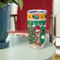 South Africa Christmas Tumbler Cup Springbok With Christmas Tree - Wonder Print Shop