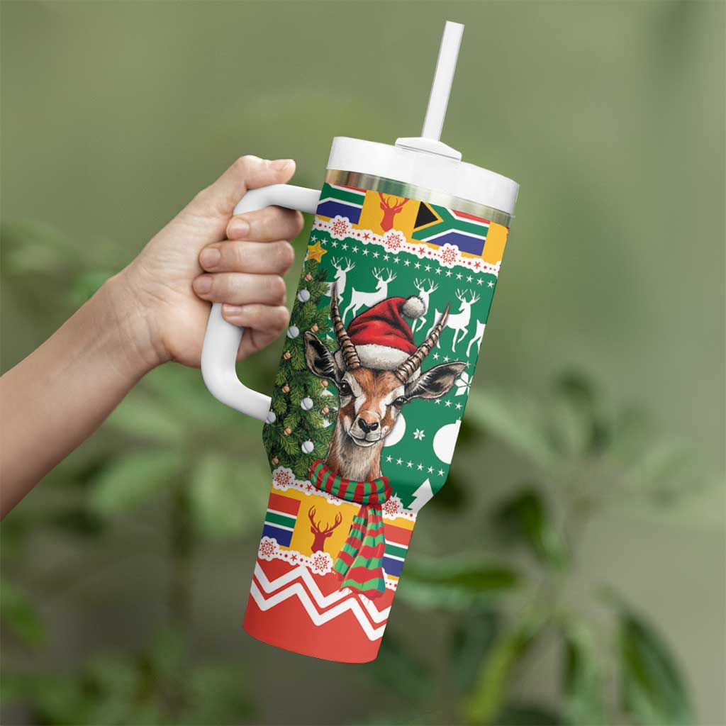 South Africa Christmas Tumbler With Handle Springbok With Christmas Tree - Wonder Print Shop