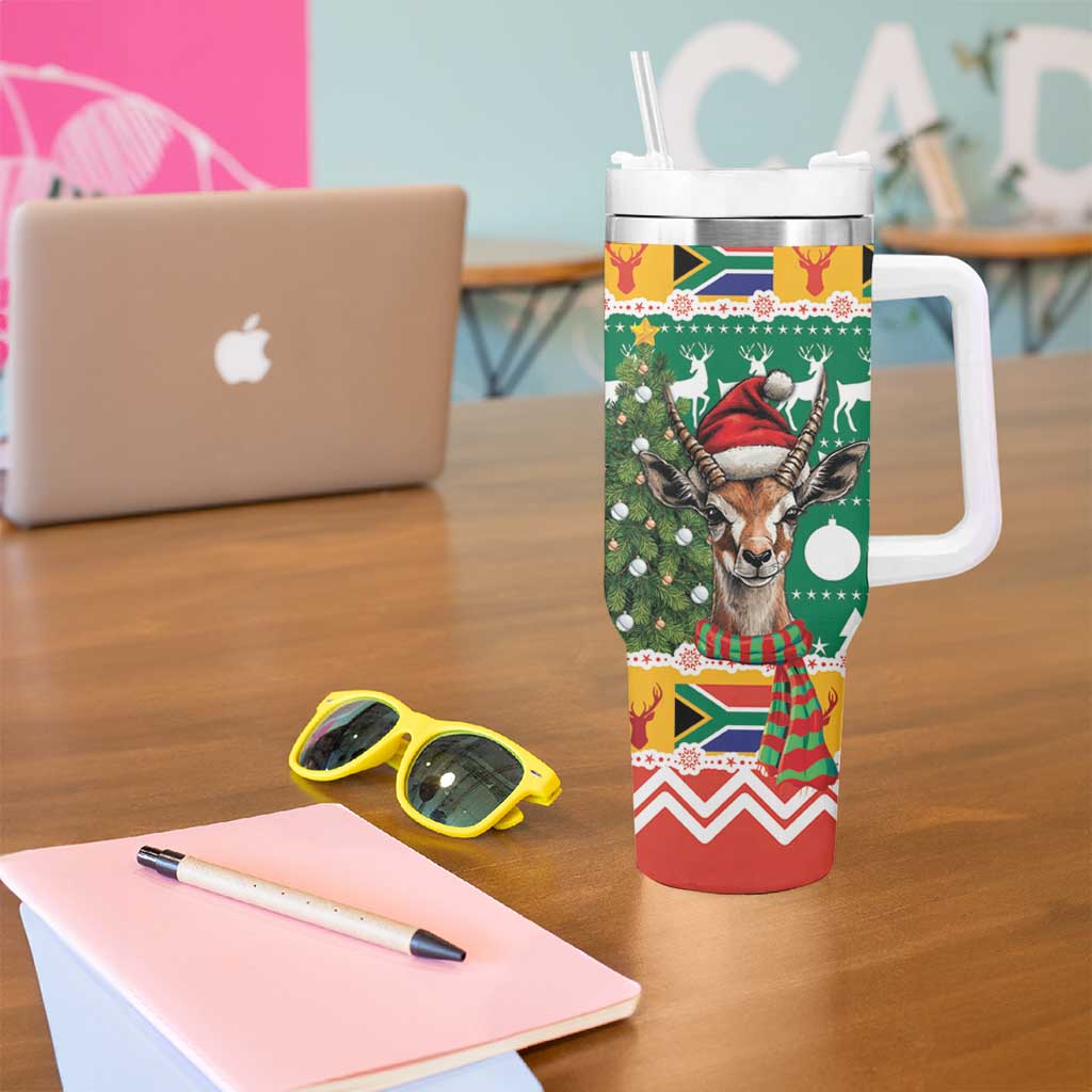 South Africa Christmas Tumbler With Handle Springbok With Christmas Tree - Wonder Print Shop