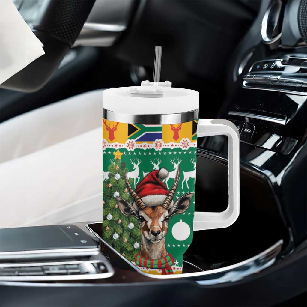 South Africa Christmas Tumbler With Handle Springbok With Christmas Tree - Wonder Print Shop