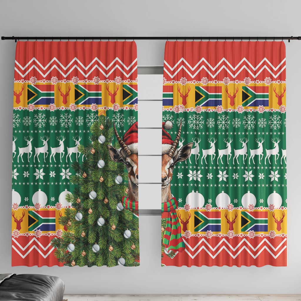 South Africa Christmas Window Curtain Springbok With Christmas Tree - Wonder Print Shop