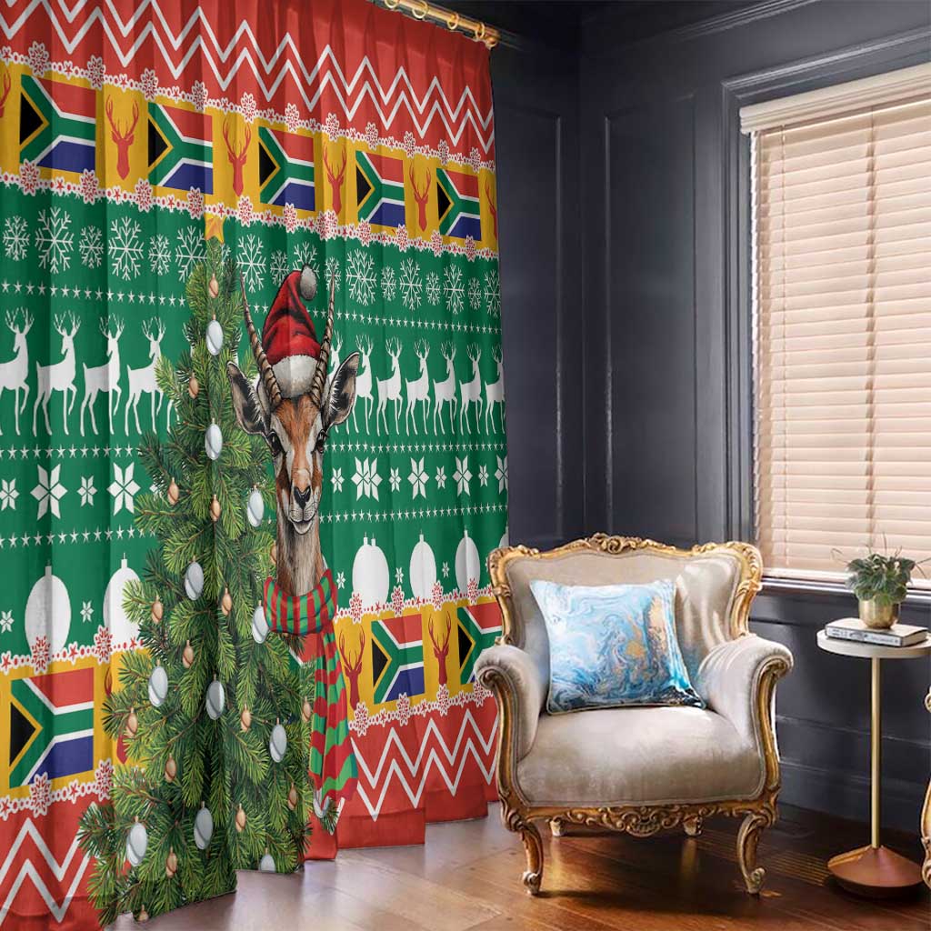 South Africa Christmas Window Curtain Springbok With Christmas Tree - Wonder Print Shop