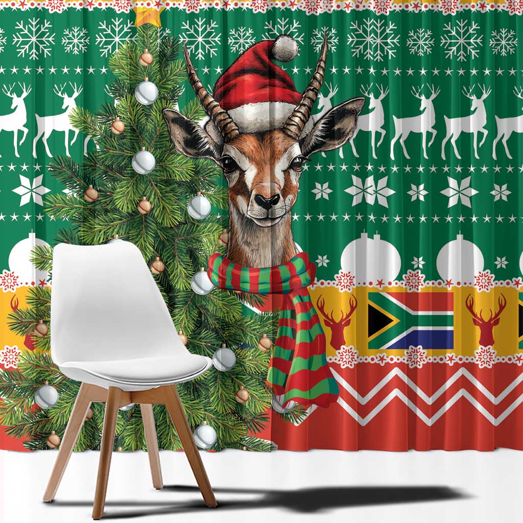 South Africa Christmas Window Curtain Springbok With Christmas Tree - Wonder Print Shop