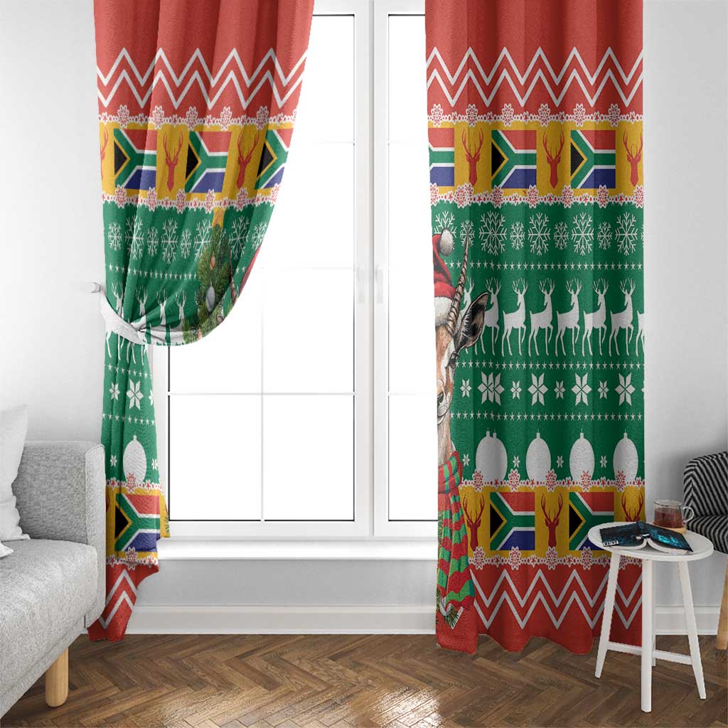 South Africa Christmas Window Curtain Springbok With Christmas Tree - Wonder Print Shop
