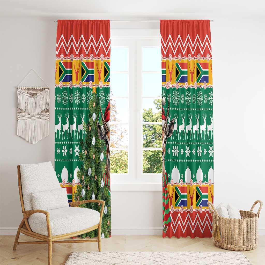 South Africa Christmas Window Curtain Springbok With Christmas Tree - Wonder Print Shop