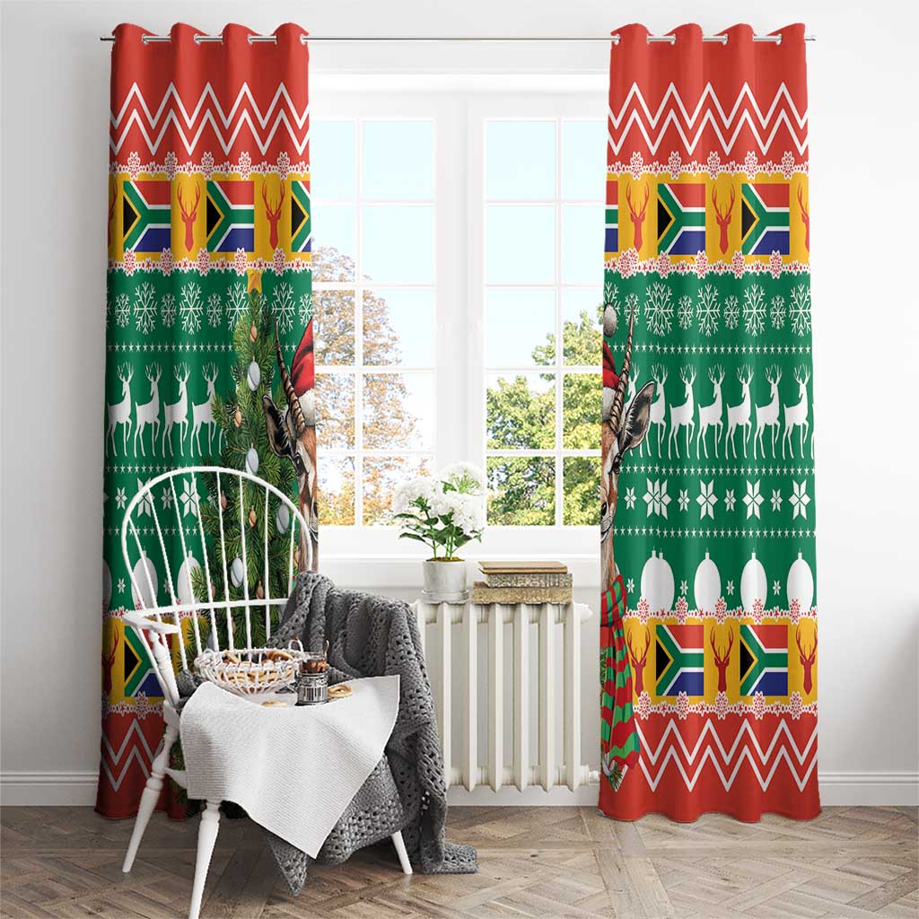 South Africa Christmas Window Curtain Springbok With Christmas Tree - Wonder Print Shop