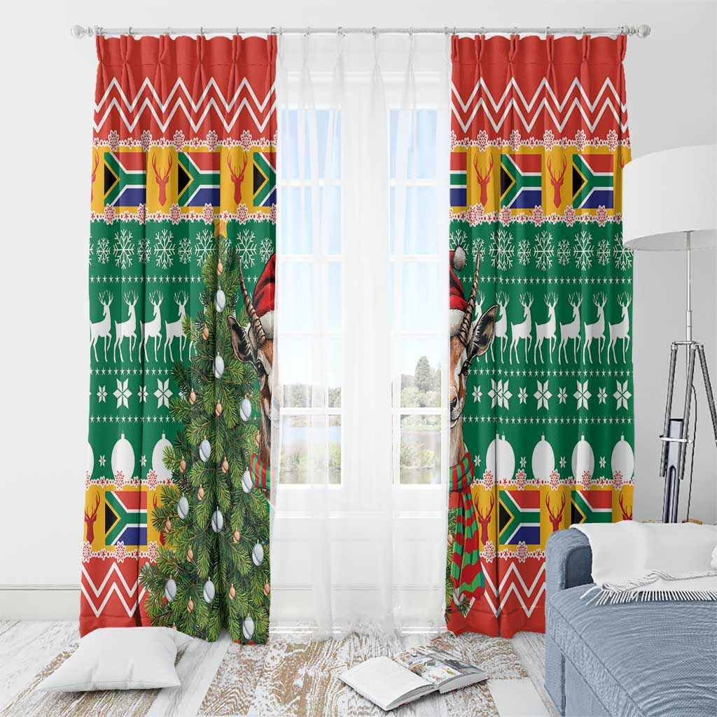 South Africa Christmas Window Curtain Springbok With Christmas Tree - Wonder Print Shop