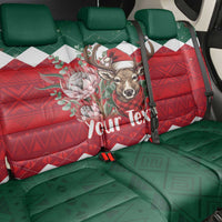 Personalized South Africa Christmas Back Car Seat Cover Springbok With King Protea - Wonder Print Shop