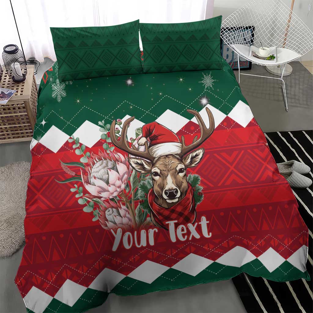 Personalized South Africa Christmas Bedding Set Springbok With King Protea - Wonder Print Shop