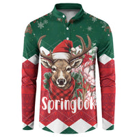 Personalized South Africa Christmas Button Sweatshirt Springbok With King Protea - Wonder Print Shop