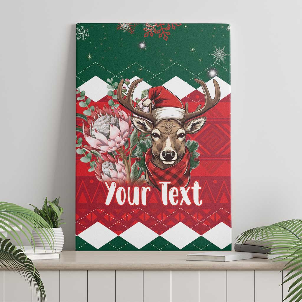 Personalized South Africa Christmas Canvas Wall Art Springbok With King Protea - Wonder Print Shop