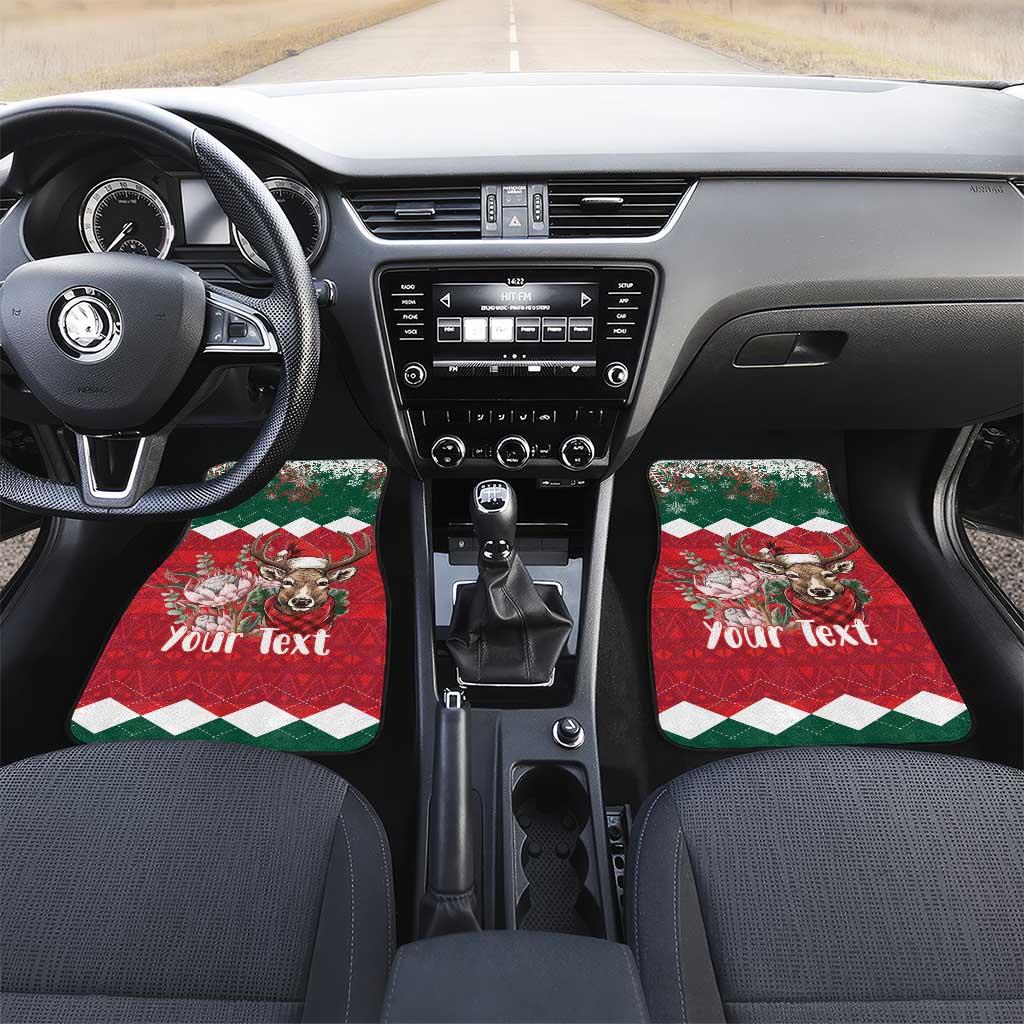 Personalized South Africa Christmas Car Mats Springbok With King Protea - Wonder Print Shop