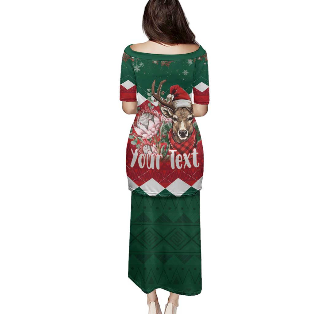 Personalized South Africa Christmas Family Matching Puletasi and Hawaiian Shirt Springbok With King Protea - Wonder Print Shop