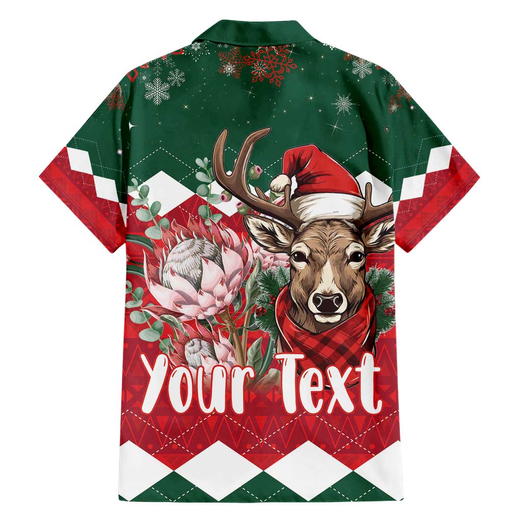 Personalized South Africa Christmas Family Matching Short Sleeve Bodycon Dress and Hawaiian Shirt Springbok With King Protea - Wonder Print Shop