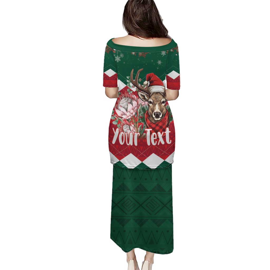 Personalized South Africa Christmas Puletasi Springbok With King Protea - Wonder Print Shop