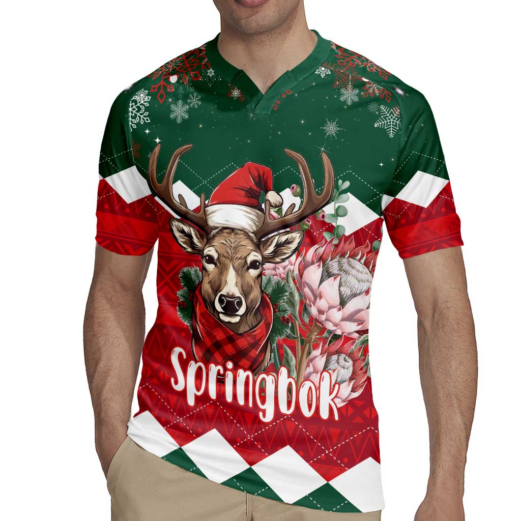 Personalized South Africa Christmas Rugby Jersey Springbok With King Protea - Wonder Print Shop