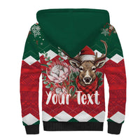 Personalized South Africa Christmas Sherpa Hoodie Springbok With King Protea - Wonder Print Shop